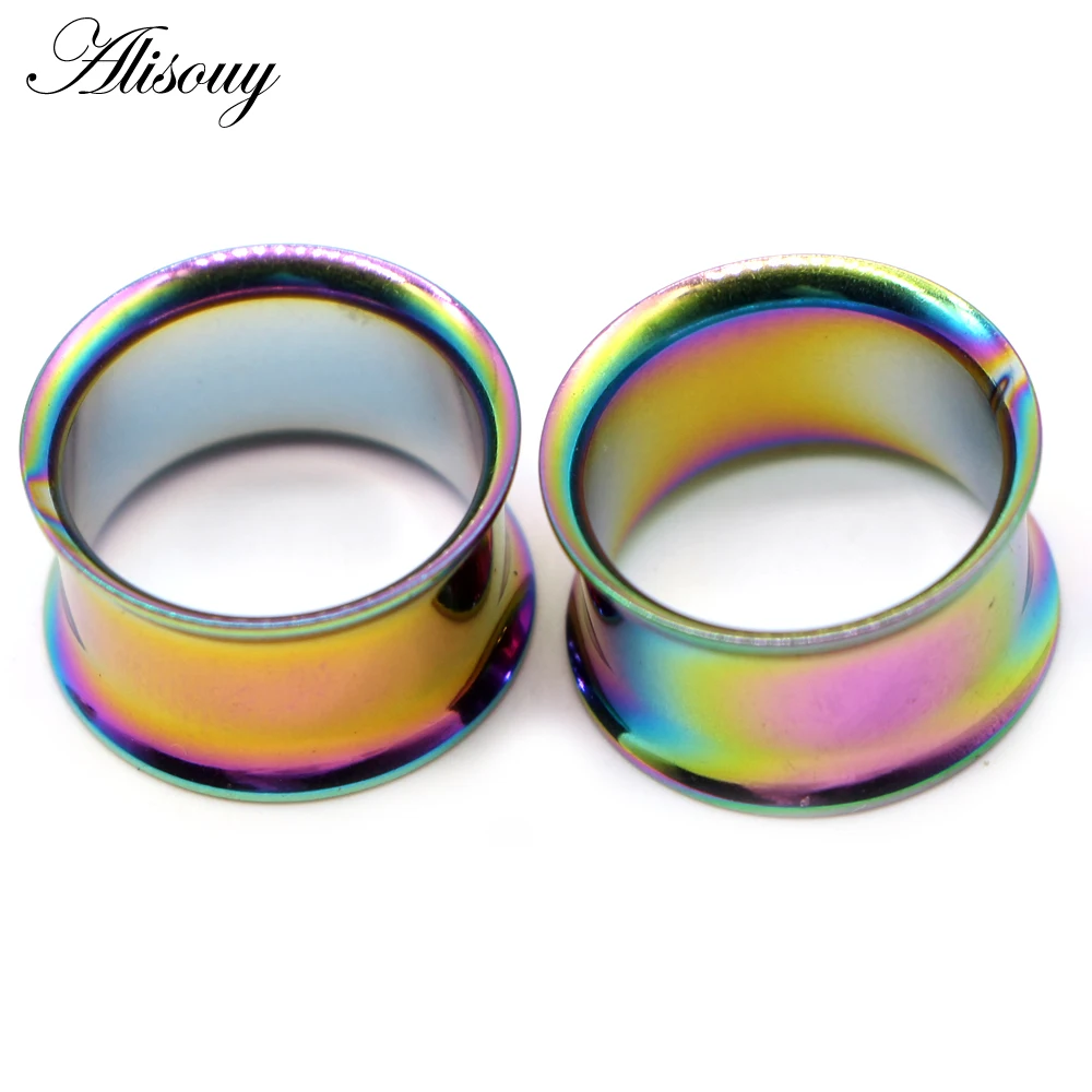 Alisouy 2pcs Ear Plug Kit Surgical Steel No-Screw Fit Ear Gauges Tunnel Expander Body Piercing Flare Earrings Plugs Stretching