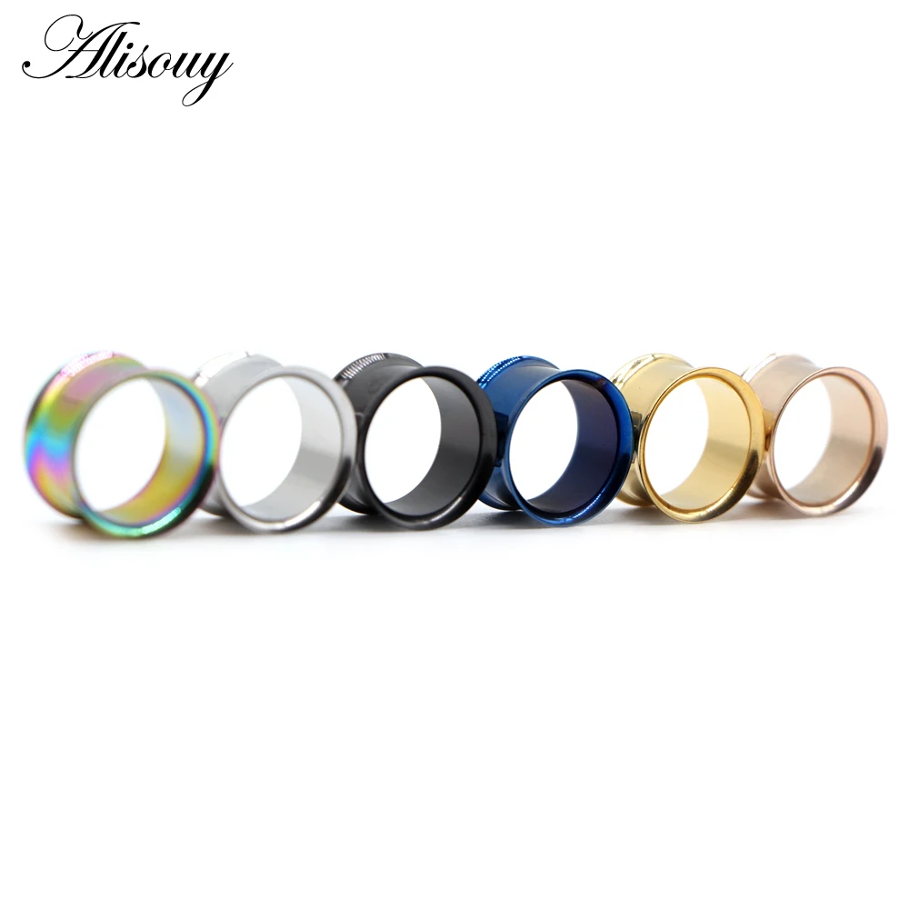Alisouy 2pcs Ear Plug Kit Surgical Steel No-Screw Fit Ear Gauges Tunnel Expander Body Piercing Flare Earrings Plugs Stretching