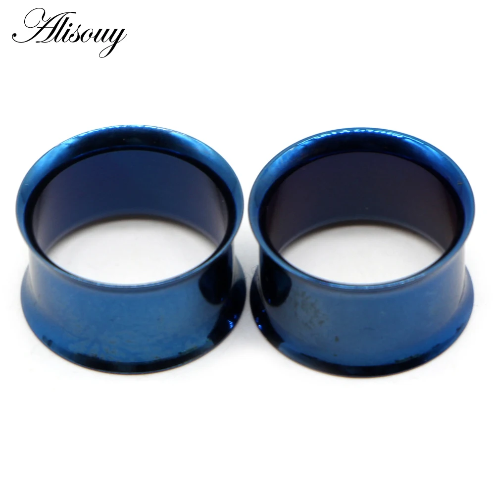 Alisouy 2pcs Ear Plug Kit Surgical Steel No-Screw Fit Ear Gauges Tunnel Expander Body Piercing Flare Earrings Plugs Stretching