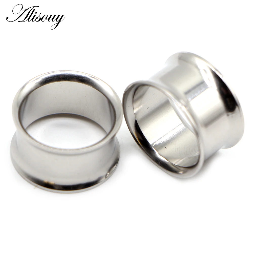Alisouy 2pcs Ear Plug Kit Surgical Steel No-Screw Fit Ear Gauges Tunnel Expander Body Piercing Flare Earrings Plugs Stretching