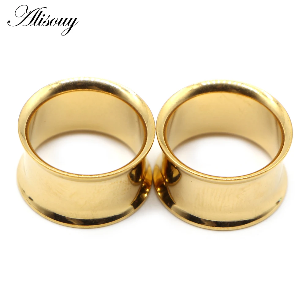 Alisouy 2pcs Ear Plug Kit Surgical Steel No-Screw Fit Ear Gauges Tunnel Expander Body Piercing Flare Earrings Plugs Stretching