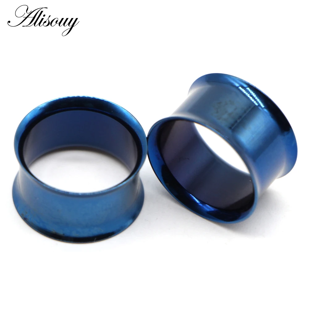 Alisouy 2pcs Ear Plug Kit Surgical Steel No-Screw Fit Ear Gauges Tunnel Expander Body Piercing Flare Earrings Plugs Stretching