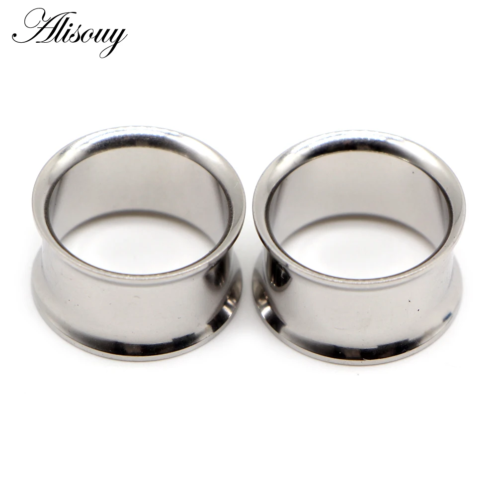Alisouy 2pcs Ear Plug Kit Surgical Steel No-Screw Fit Ear Gauges Tunnel Expander Body Piercing Flare Earrings Plugs Stretching
