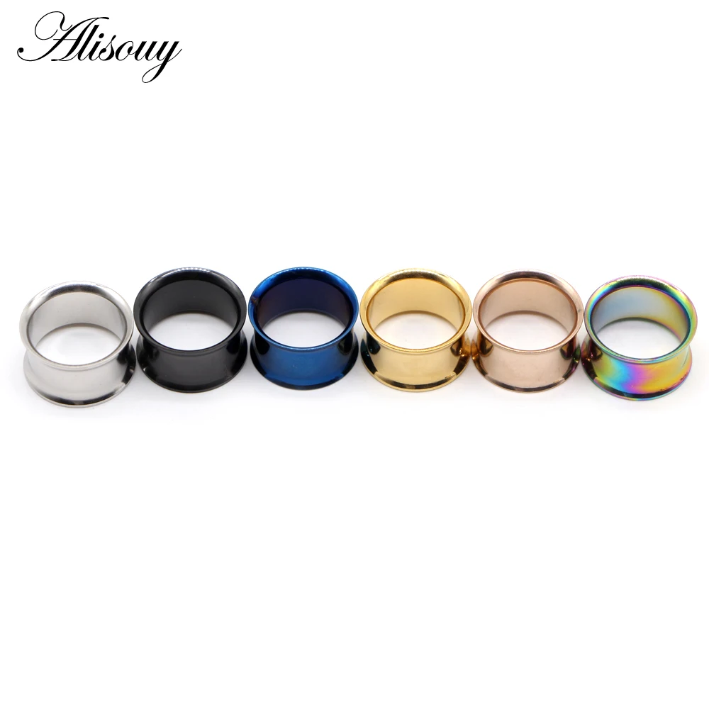 Alisouy 2pcs Ear Plug Kit Surgical Steel No-Screw Fit Ear Gauges Tunnel Expander Body Piercing Flare Earrings Plugs Stretching