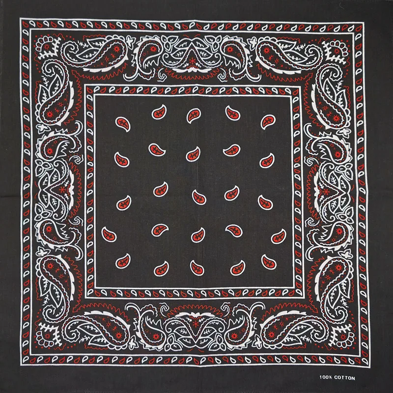 New Design Fashion Hip Hop Cotton Bandana Square Cashew Scarf Headband Tie Dye Black Red Paisley Gifts For Women/Men/Boys/Girls