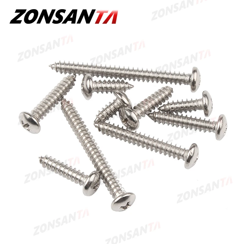 ZONSANTA M1.4 M1.7 M2 M2.2 M2.6 M3 M3.5 M4 M5 M6 Small 304 Stainless Steel Cross Phillips Pan Round Head Self Tapping Screw
