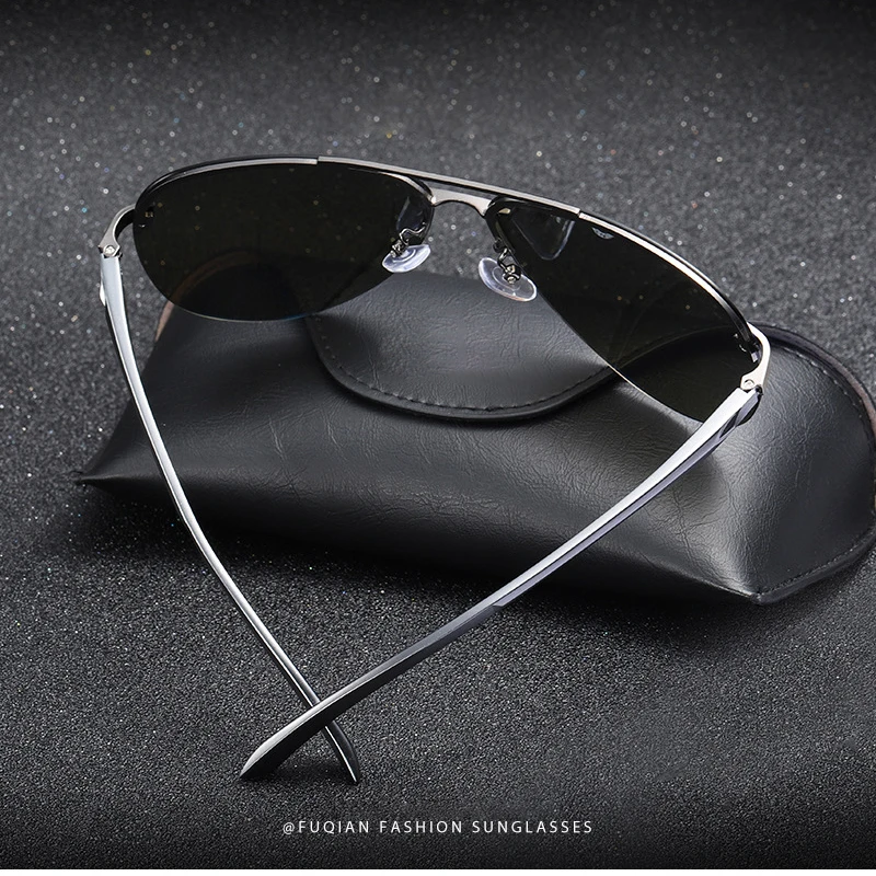 Fashion Rimless Pilot Polarized Sunglasses Men Women High Quality Aluminum Magnesium Sun Glasses Male Classic Driving Shades