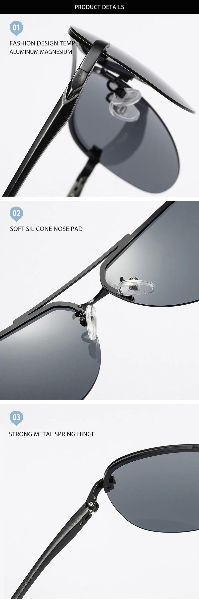 Fashion Rimless Pilot Polarized Sunglasses Men Women High Quality Aluminum Magnesium Sun Glasses Male Classic Driving Shades