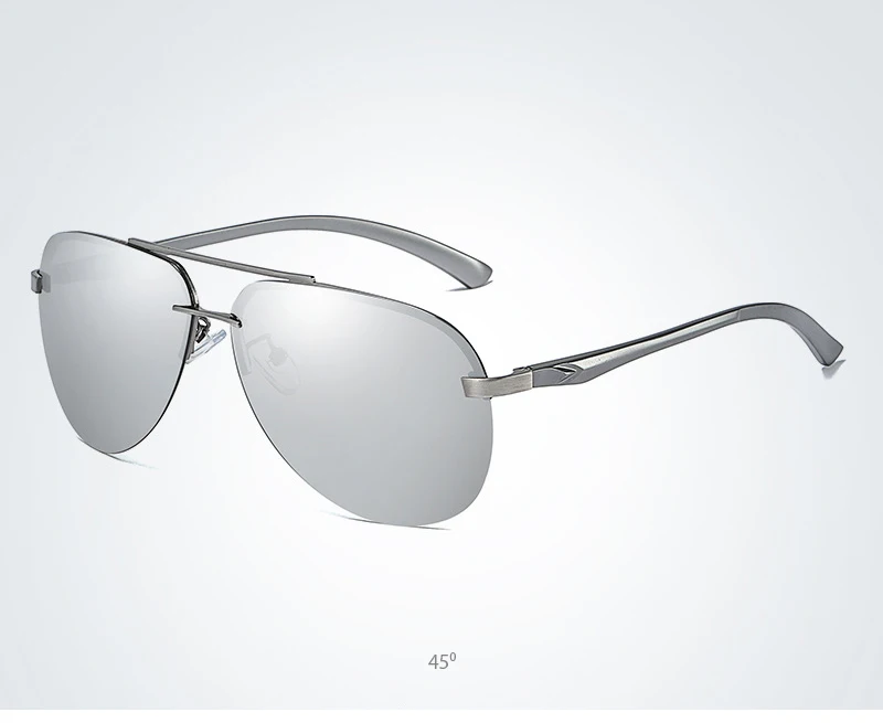 Fashion Rimless Pilot Polarized Sunglasses Men Women High Quality Aluminum Magnesium Sun Glasses Male Classic Driving Shades