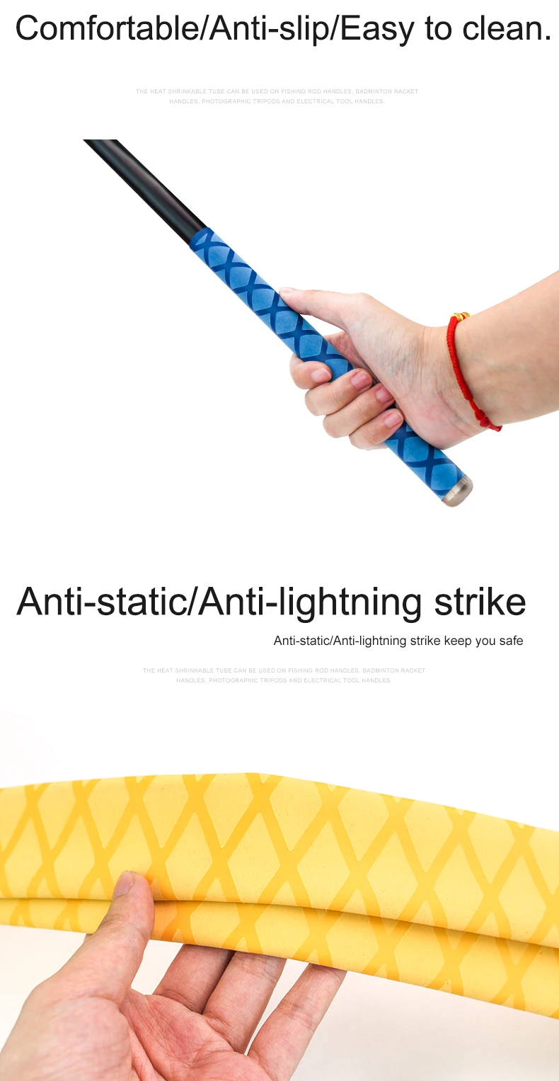 Anti-slip Heat Shrink Tube for Fishing Rod DIY Electrical Insulation 5 Colors 1M 15/18/20/22/25/28/30/35/40/50mm