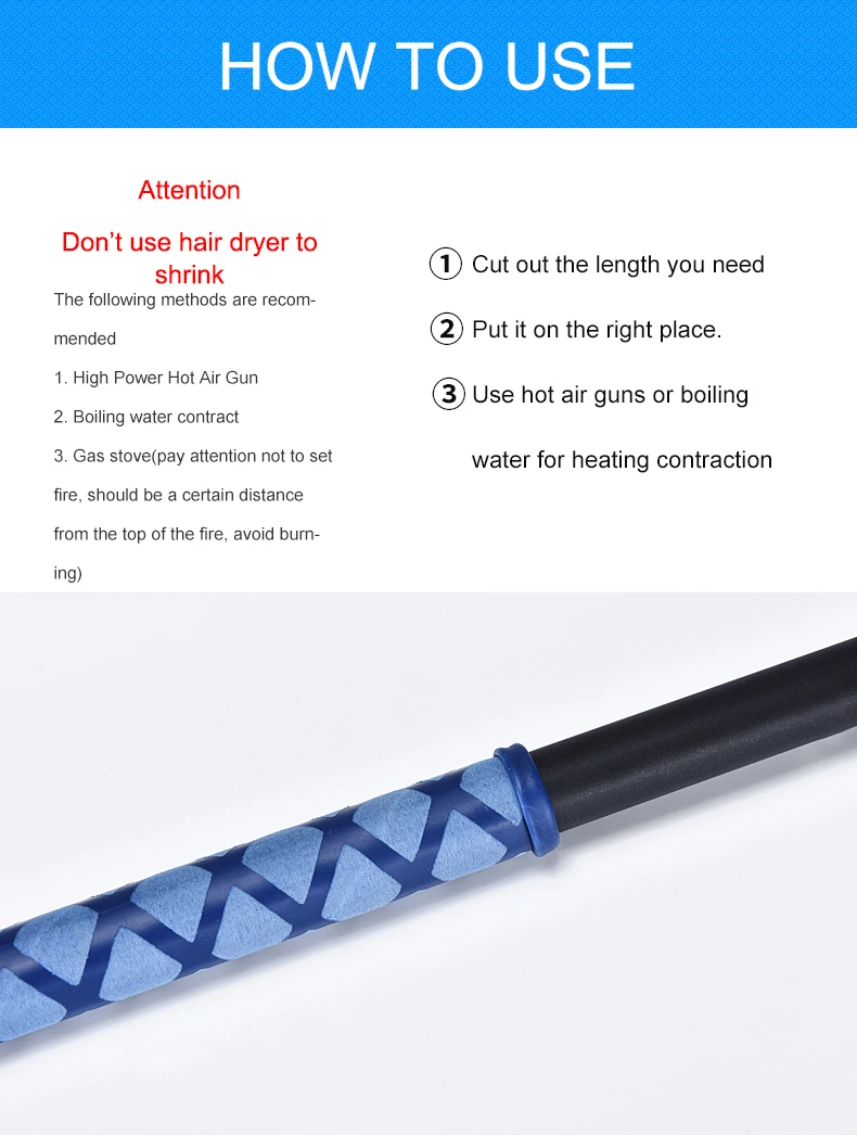 Anti-slip Heat Shrink Tube for Fishing Rod DIY Electrical Insulation 5 Colors 1M 15/18/20/22/25/28/30/35/40/50mm