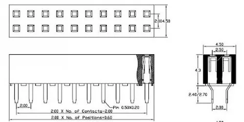 10pcs 2.0mm Double Row Straight Female 2-40P Pin Header Socket Connector 2x2/3/4/5/6/7/8/9/10/12/14/15/20/25Pin