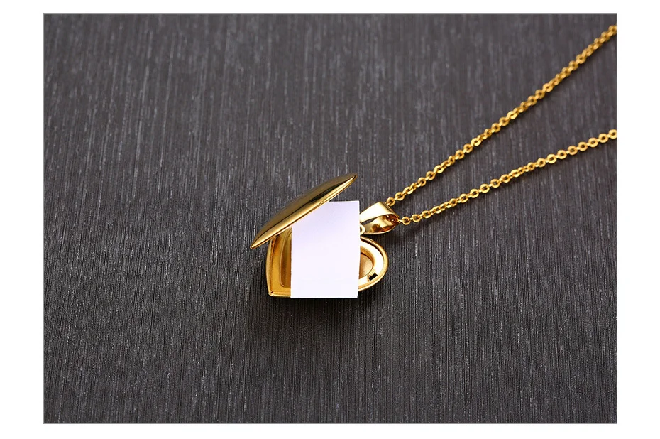 Vnox Light Heart Locket Pendants for Women Men Openable Photo Frame Glossy Stainless Steel Necklaces Family Love Collar