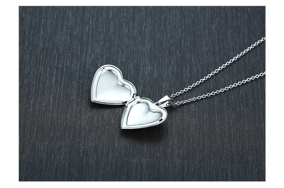 Vnox Light Heart Locket Pendants for Women Men Openable Photo Frame Glossy Stainless Steel Necklaces Family Love Collar