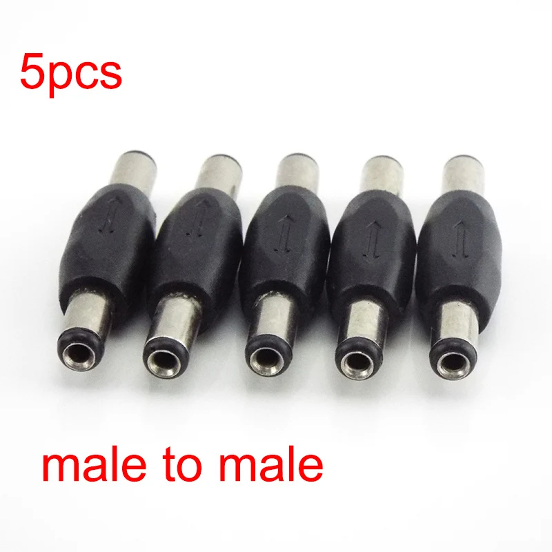5.5mm*2.1mm Male To Male DC Power Plug Jack and Female To Female Socket Connector For CCTV Camcer Panel Mounting Adaptor
