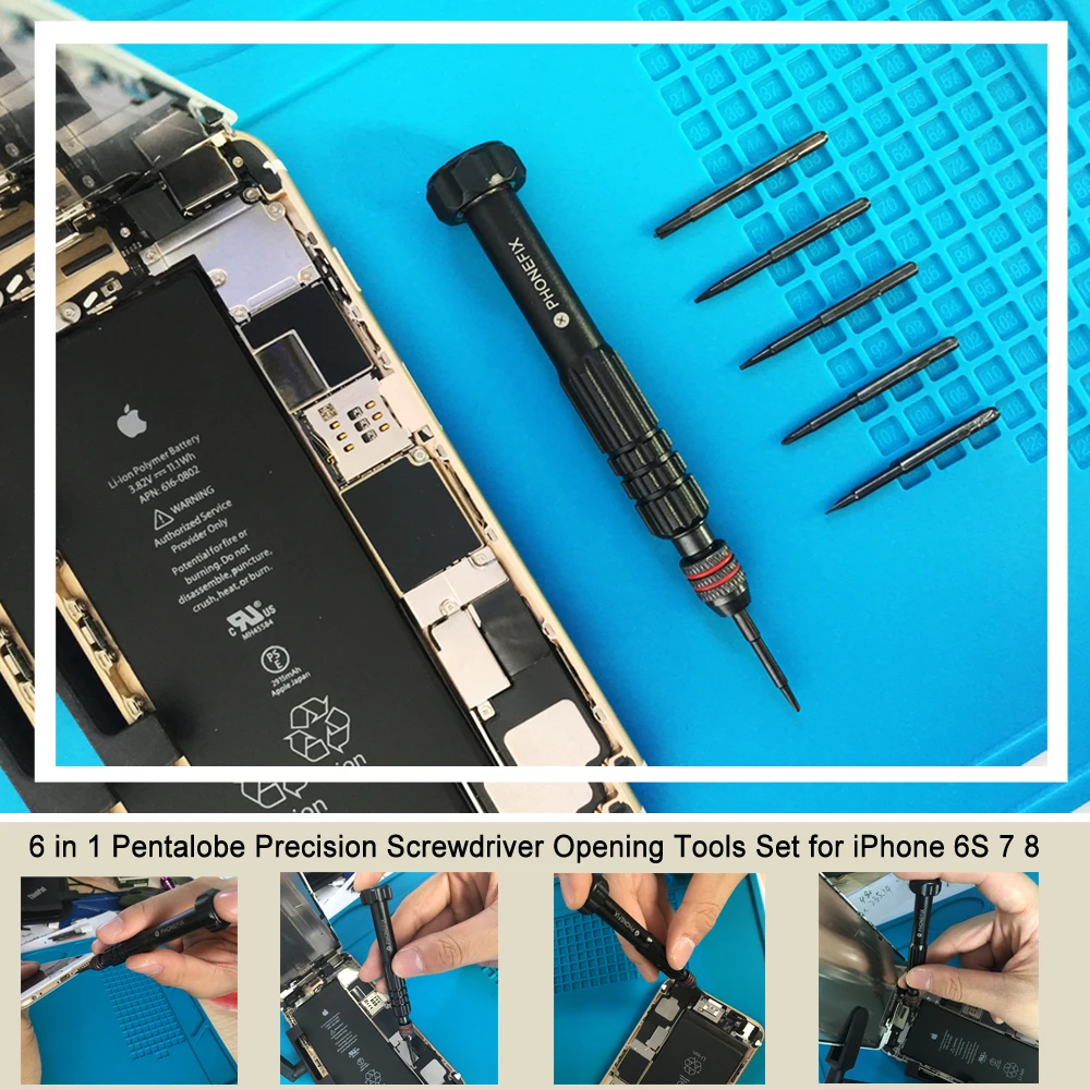 6 in 1 Screwdriver Set Phillips Slotted Y0.6 Precision Bits Set Mobile Phone Opening Screw Driver Kit For iPhone X-16PM Repair