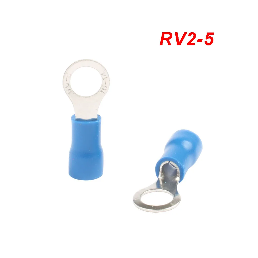 10-100Pcs/Set RV2 Insulated Blue Ring Terminals Wire Cable Electrical Crimp Connectors 16-14 AWG Kit M3/M4/M5/M6/M8
