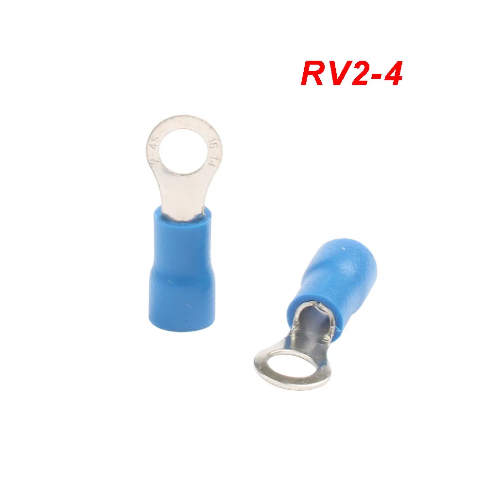 10-100Pcs/Set RV2 Insulated Blue Ring Terminals Wire Cable Electrical Crimp Connectors 16-14 AWG Kit M3/M4/M5/M6/M8
