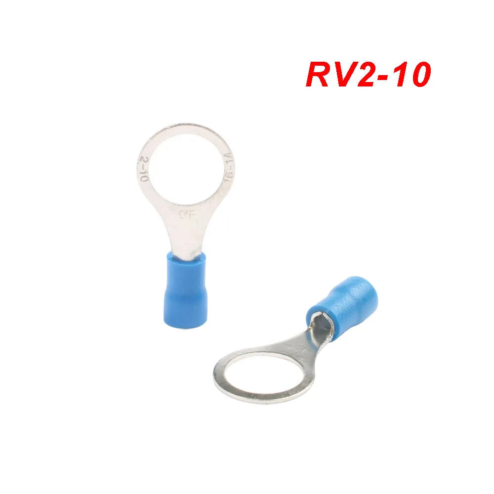 10-100Pcs/Set RV2 Insulated Blue Ring Terminals Wire Cable Electrical Crimp Connectors 16-14 AWG Kit M3/M4/M5/M6/M8