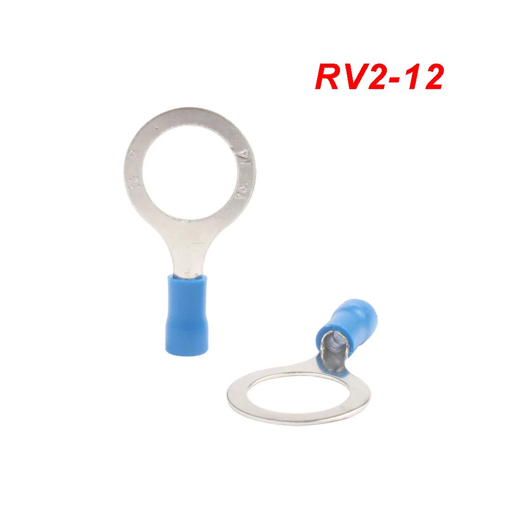 10-100Pcs/Set RV2 Insulated Blue Ring Terminals Wire Cable Electrical Crimp Connectors 16-14 AWG Kit M3/M4/M5/M6/M8
