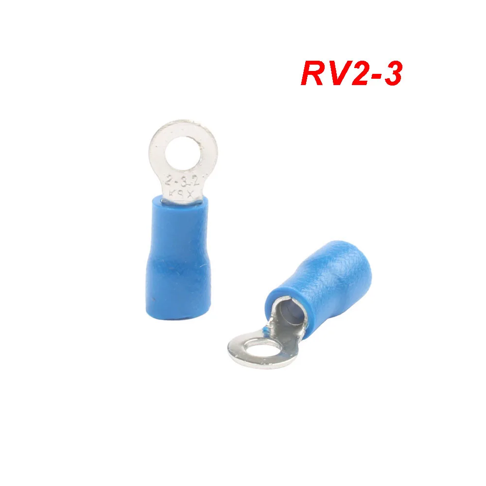 10-100Pcs/Set RV2 Insulated Blue Ring Terminals Wire Cable Electrical Crimp Connectors 16-14 AWG Kit M3/M4/M5/M6/M8