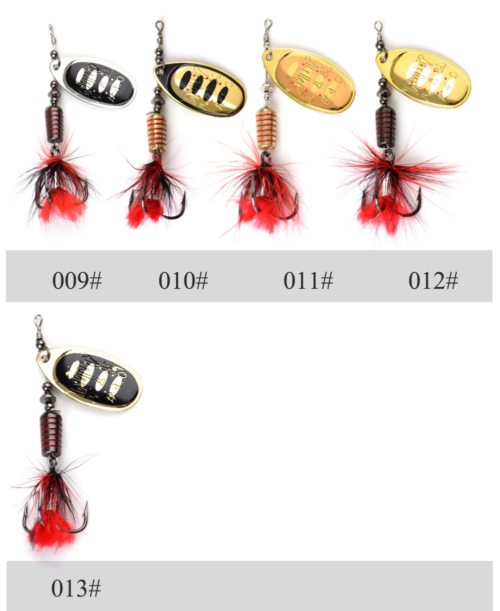 FTK Spinner Bait 7.5g 12g 17.5g Hard Spoon Bass Lures Metal Fishing Lure With Feather Treble Hooks For Pike Fishing