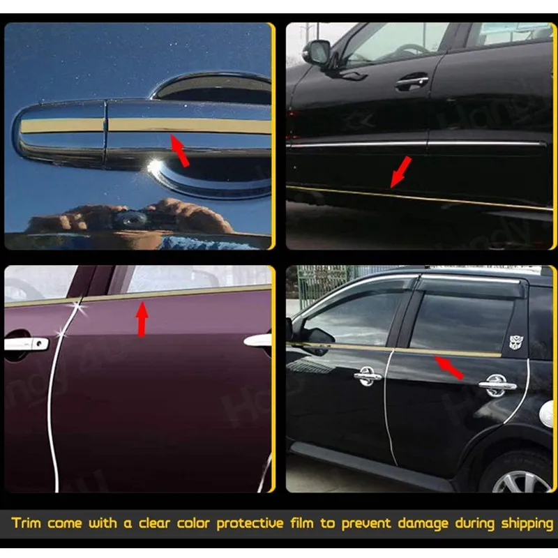 5M Exterior Car Chrome Body Strip Bumper Auto Door Protective Moulding Styling Trim Sticker 6MM 10MM 12MM 15MM 20MM 25MM 30MM