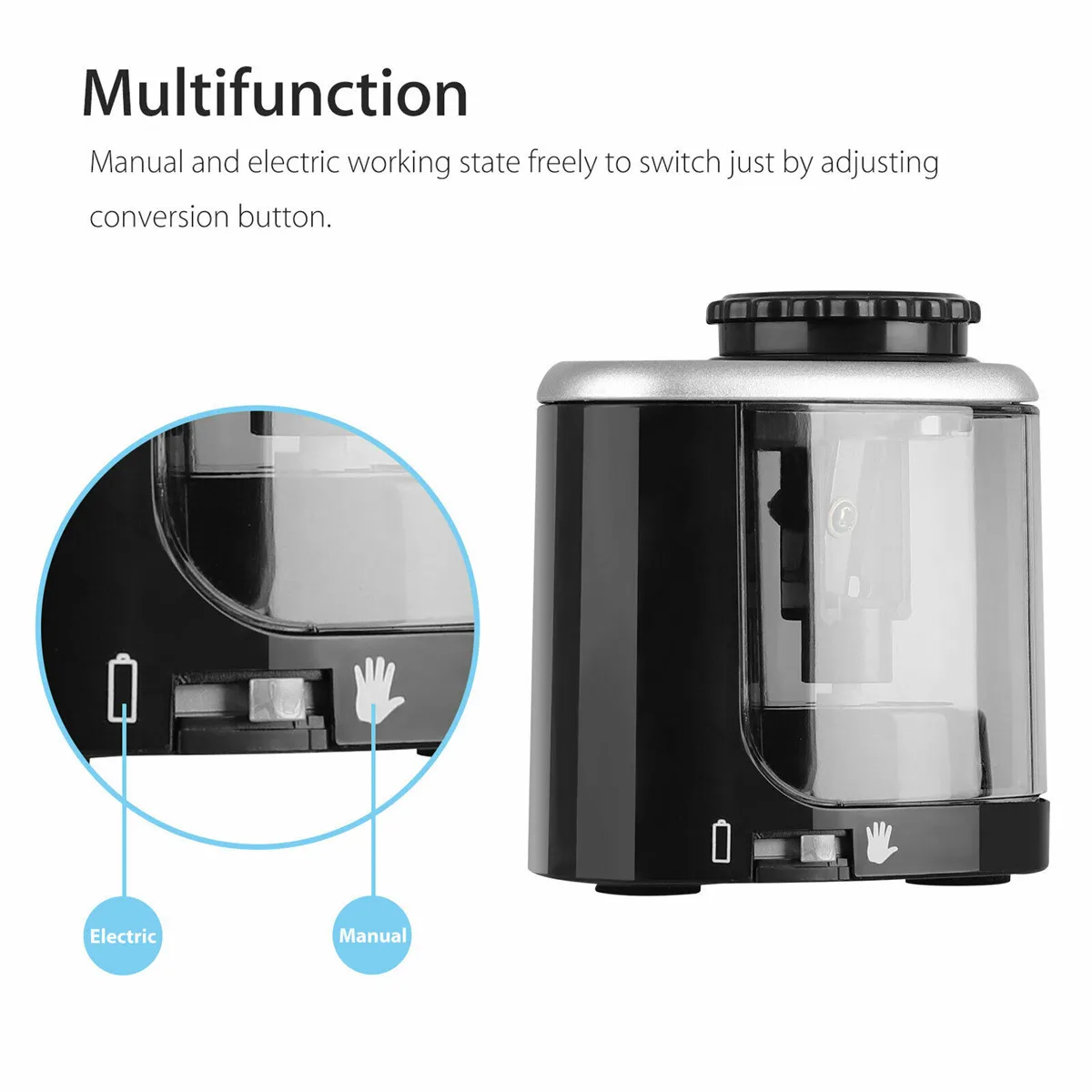 Tenwin Electric Auto Pencil Sharpener Safe Student Helical Steel Blade Sharpener for Artists Kids Adults Colored Pencils