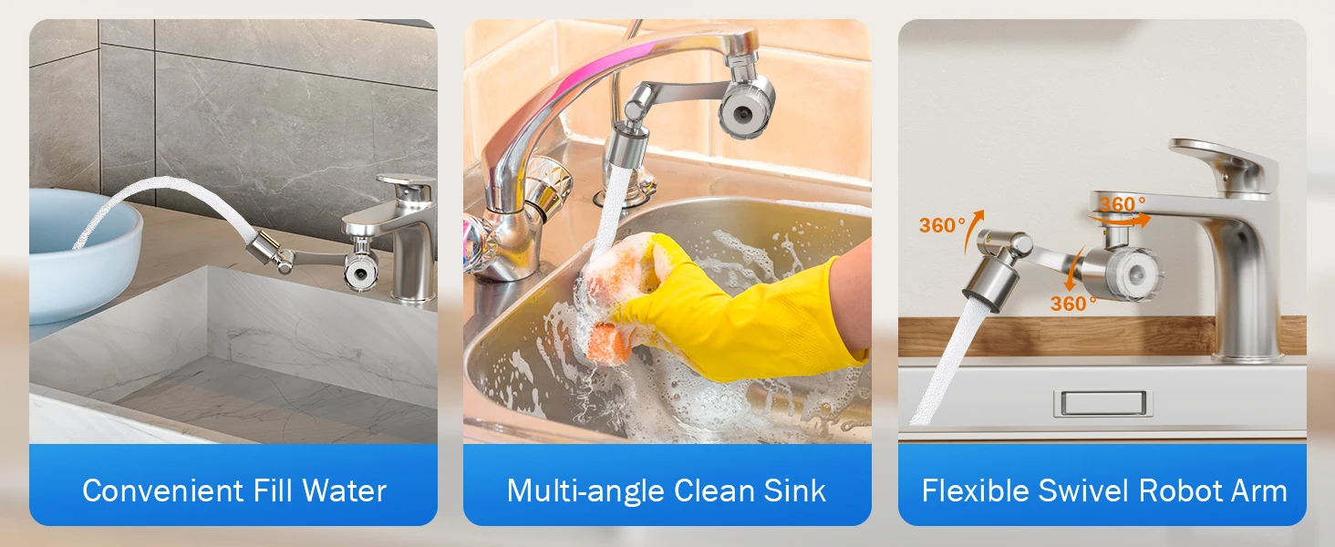 ALTHY Faucet Extender Water Filter, Sink Splash-proof 1080° Rotating Tap Aerator,Reduce Lead Chlorine Odor, 2 Water Spray Modes