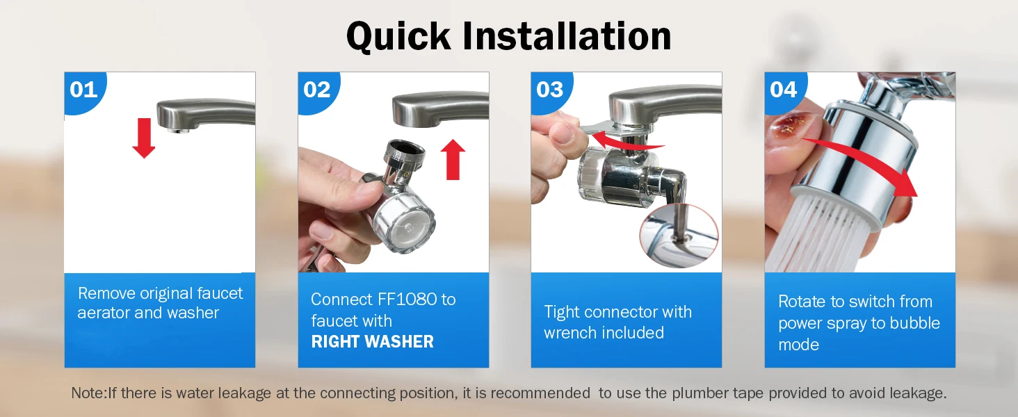 ALTHY Faucet Extender Water Filter, Sink Splash-proof 1080° Rotating Tap Aerator,Reduce Lead Chlorine Odor, 2 Water Spray Modes