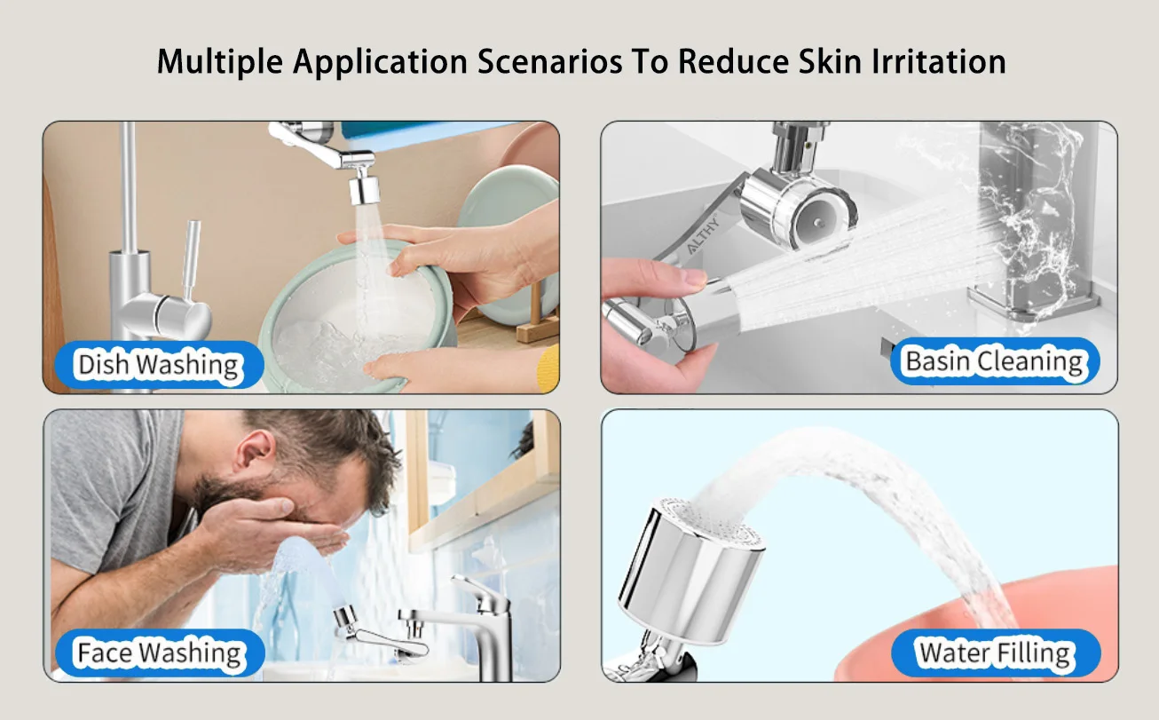 ALTHY Faucet Extender Water Filter, Sink Splash-proof 1080° Rotating Tap Aerator,Reduce Lead Chlorine Odor, 2 Water Spray Modes