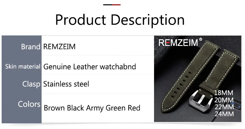 Genuine Leather Watchband Bracelet Black Blue Brown Vintage Matte Watch Strap For Women Men 18mm 20mm 22mm 24mm Wrist Band