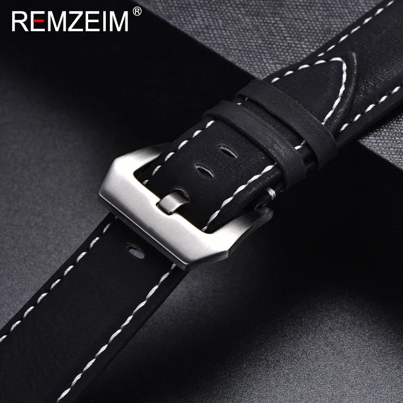 Genuine Leather Watchband Bracelet Black Blue Brown Vintage Matte Watch Strap For Women Men 18mm 20mm 22mm 24mm Wrist Band