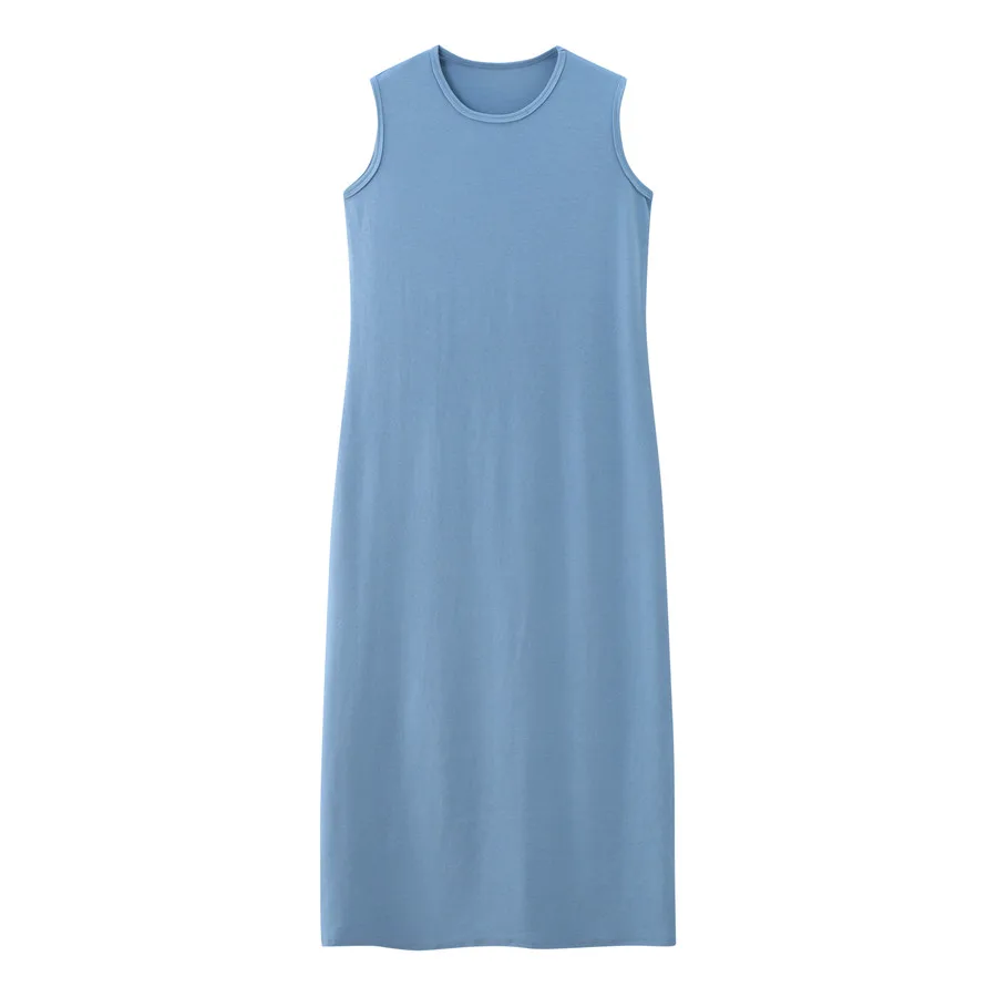 AS 2024 summer woman clothes cardigan Ankle Length maxi dress nature fiber ribbing fabric clothing ( Ship in 1 day)