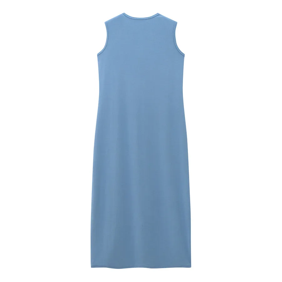 AS 2024 summer woman clothes cardigan Ankle Length maxi dress nature fiber ribbing fabric clothing ( Ship in 1 day)