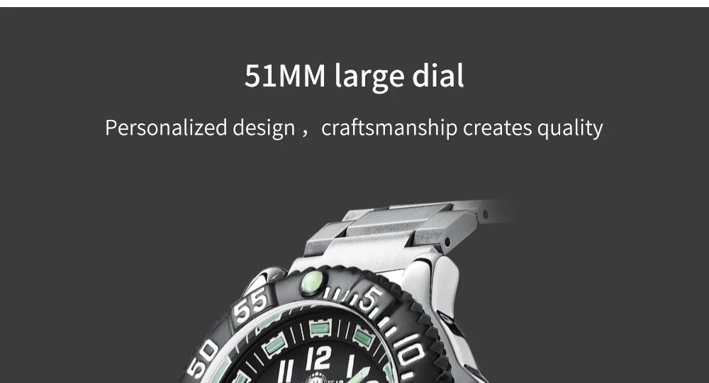 ADDIESDIVE Luxury Men's Quartz Watch Outdoor Sports Luminous Tube Analog Watch 50m Waterproof Stainless Steel Strap Orange Black