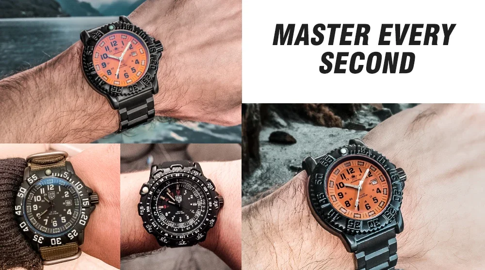 ADDIESDIVE Luxury Men's Quartz Watch Outdoor Sports Luminous Tube Analog Watch 50m Waterproof Stainless Steel Strap Orange Black