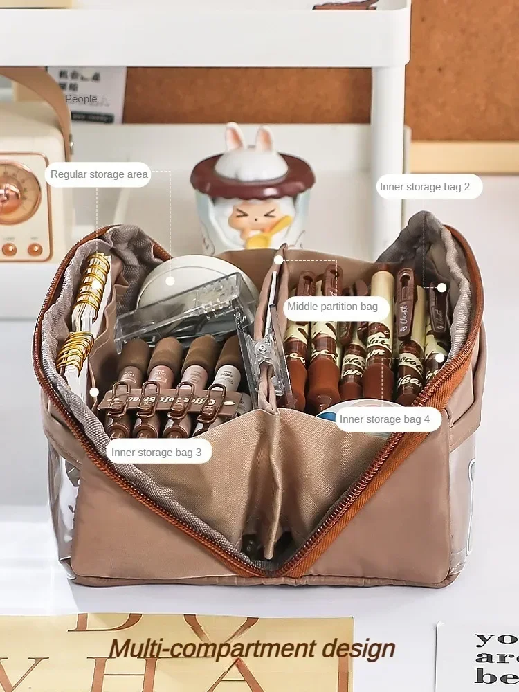 10-tier Card-pibara High-capacity Transparent Pen Bag with Beautiful Appearance, Multi-functional Pencil Case for Children