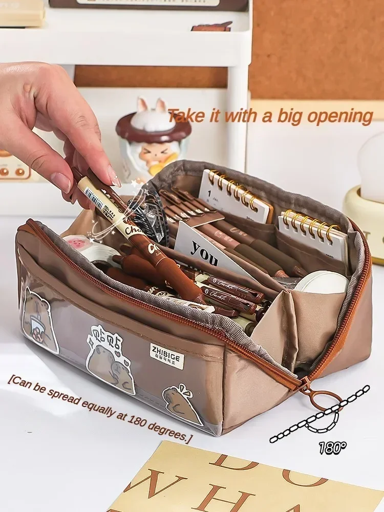 10-tier Card-pibara High-capacity Transparent Pen Bag with Beautiful Appearance, Multi-functional Pencil Case for Children