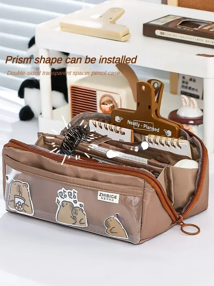 10-tier Card-pibara High-capacity Transparent Pen Bag with Beautiful Appearance, Multi-functional Pencil Case for Children