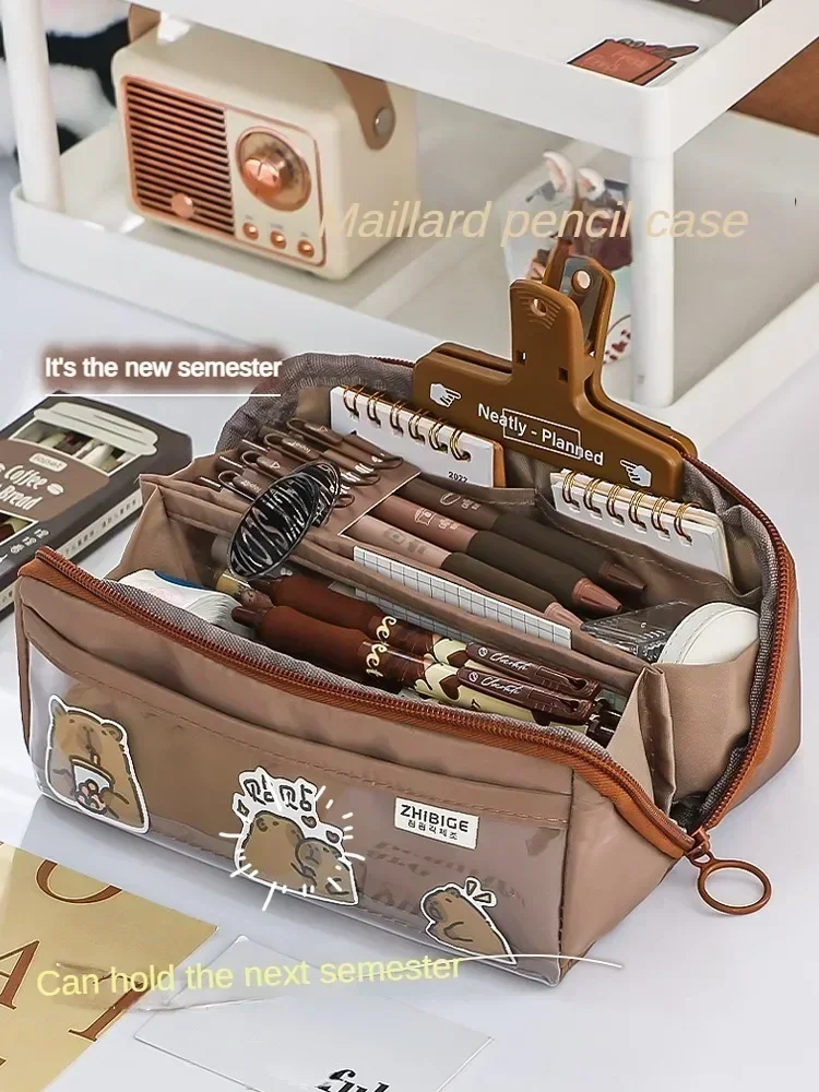 10-tier Card-pibara High-capacity Transparent Pen Bag with Beautiful Appearance, Multi-functional Pencil Case for Children