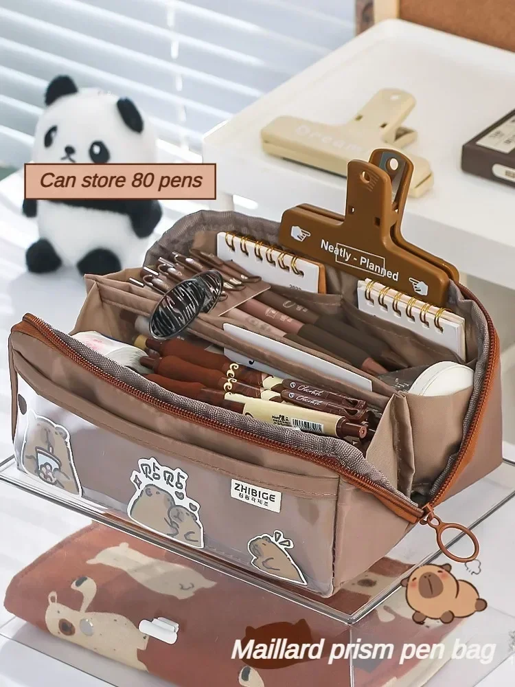 10-tier Card-pibara High-capacity Transparent Pen Bag with Beautiful Appearance, Multi-functional Pencil Case for Children
