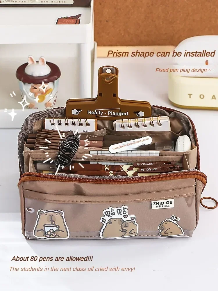 10-tier Card-pibara High-capacity Transparent Pen Bag with Beautiful Appearance, Multi-functional Pencil Case for Children