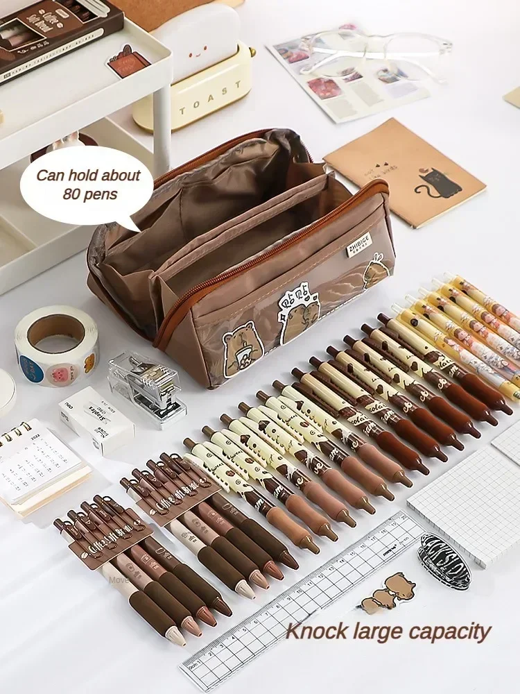 10-tier Card-pibara High-capacity Transparent Pen Bag with Beautiful Appearance, Multi-functional Pencil Case for Children
