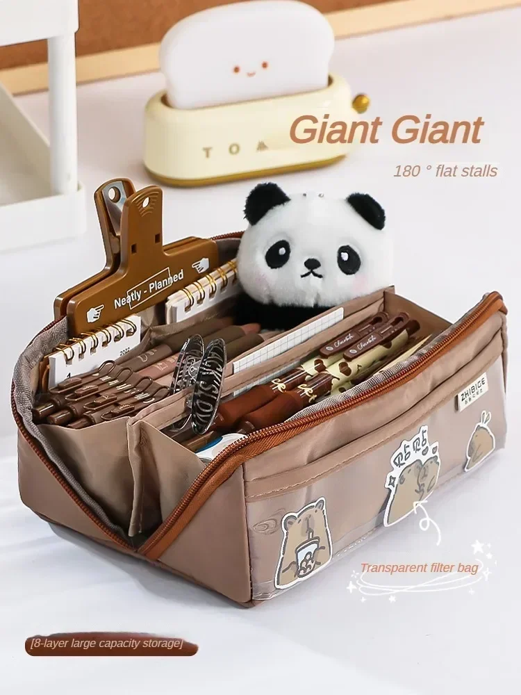 10-tier Card-pibara High-capacity Transparent Pen Bag with Beautiful Appearance, Multi-functional Pencil Case for Children