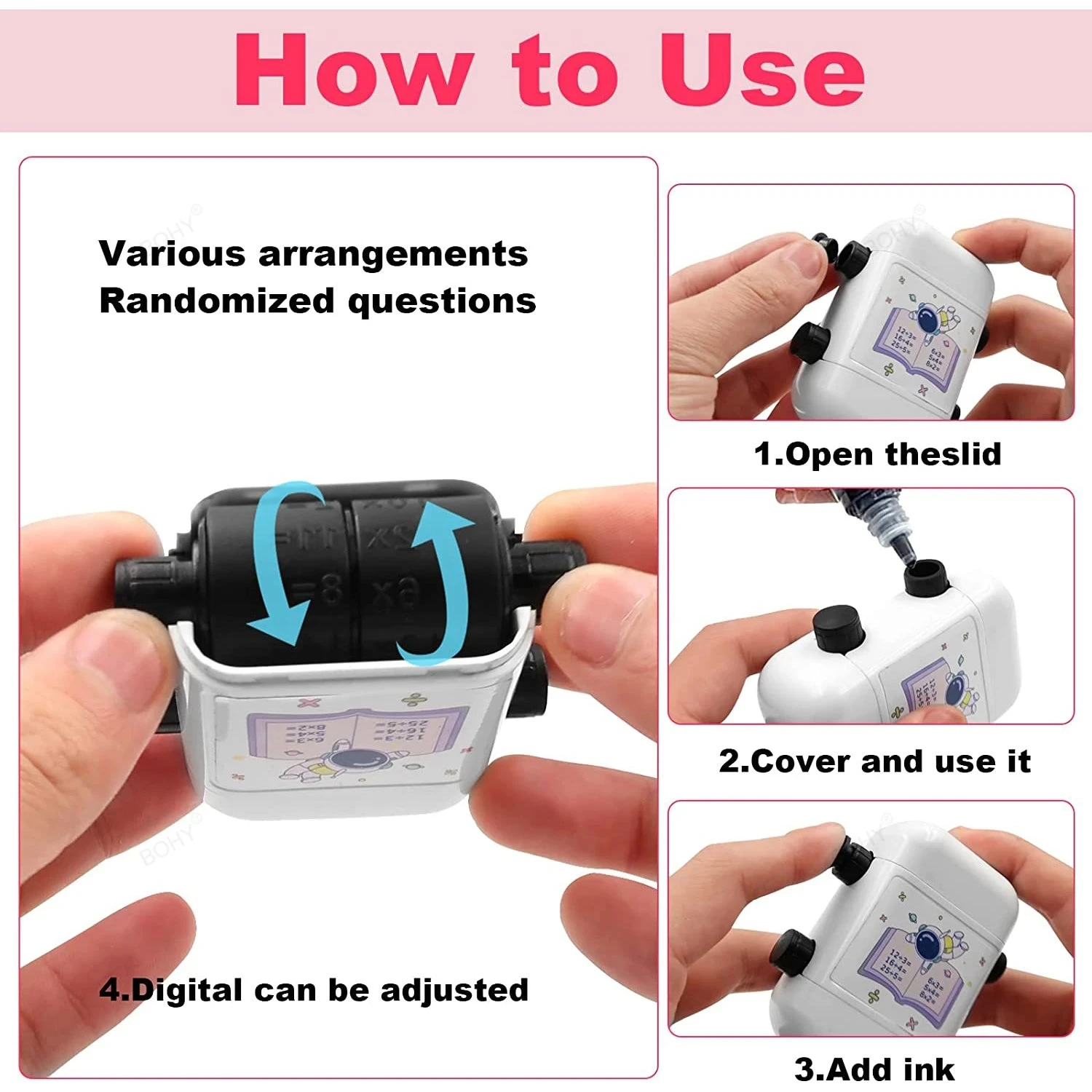 Teaching Stamp 2 in 1Fill In The Blank Roller Reusable Math Roller Stamp Design Digital Stamp Within 100 Math Practice
