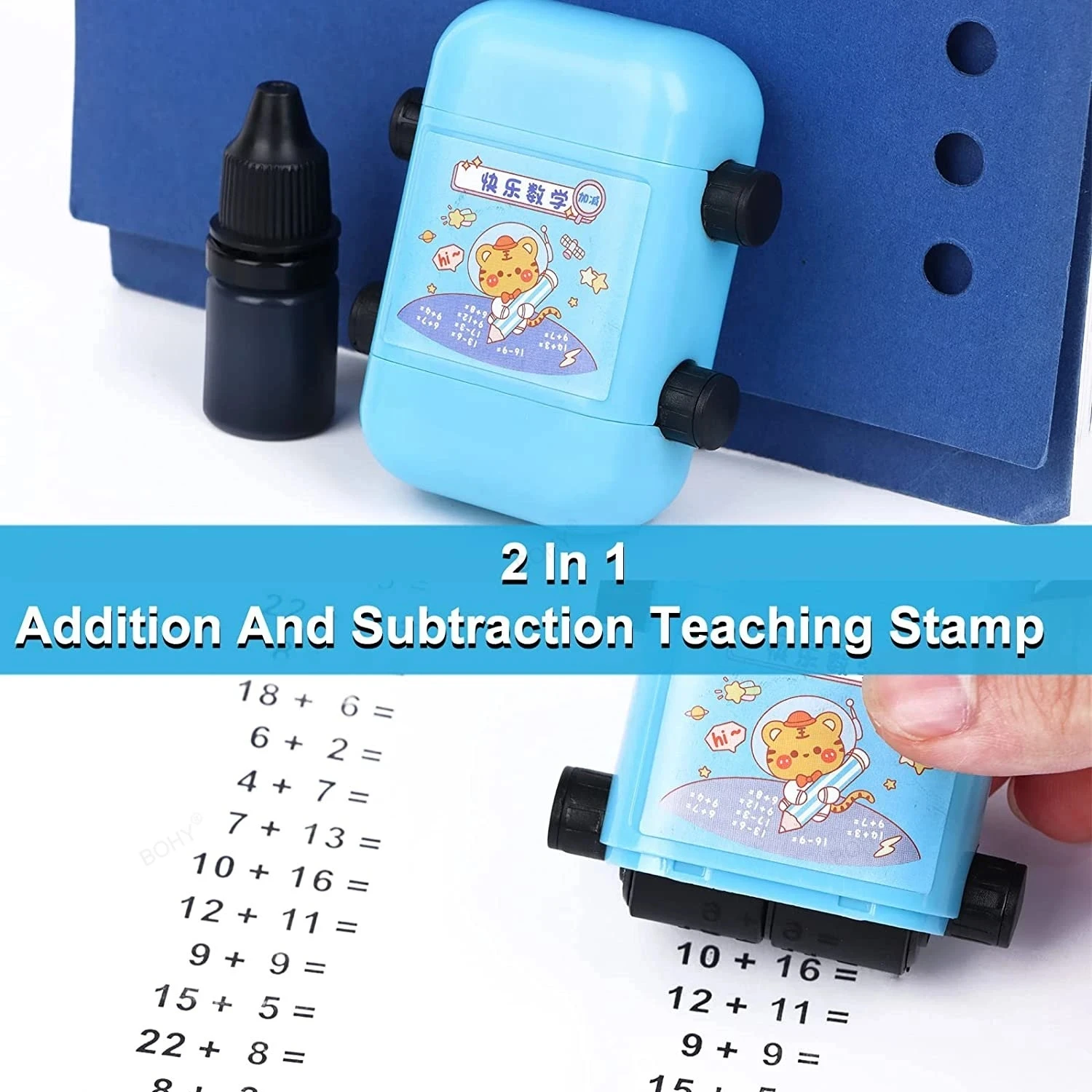 Teaching Stamp 2 in 1Fill In The Blank Roller Reusable Math Roller Stamp Design Digital Stamp Within 100 Math Practice