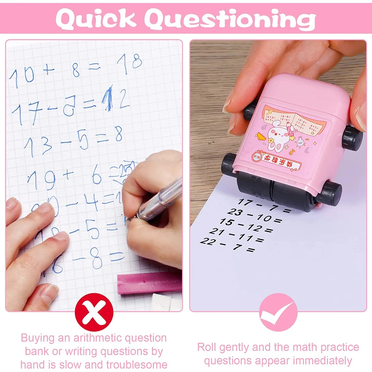 Teaching Stamp 2 in 1Fill In The Blank Roller Reusable Math Roller Stamp Design Digital Stamp Within 100 Math Practice