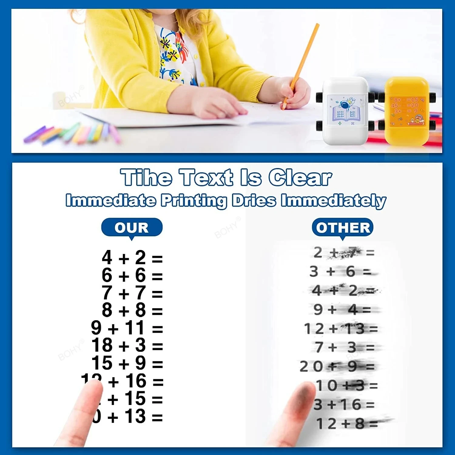 Teaching Stamp 2 in 1Fill In The Blank Roller Reusable Math Roller Stamp Design Digital Stamp Within 100 Math Practice