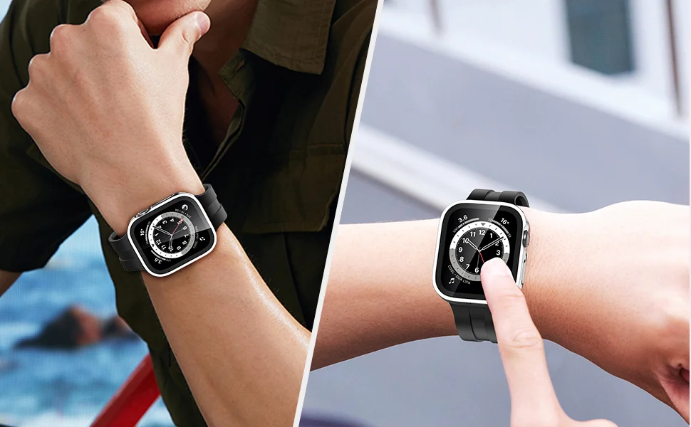 Waterproof Watch Case+Glass for Apple Watch 40/41/42/44/45/46mm, Scratch-Resistant Protective Case, for Series12 11 10 987654 SE